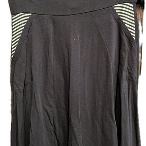 Navy Blue and Striped Panel Bohemian Skirt